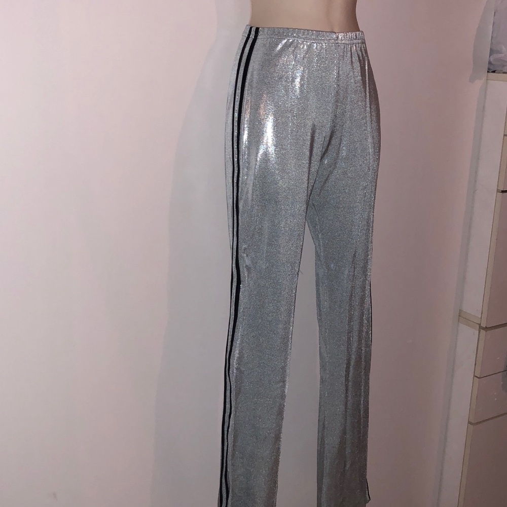 NEW silver dance track pants with black stripes